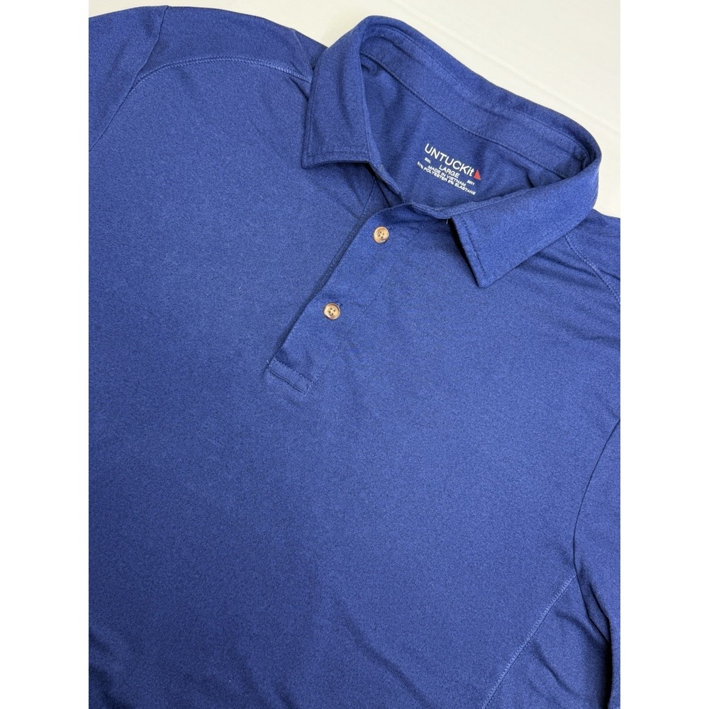 UNTUCKit Performance Polo Shirt Men's Large Blue Stretch Golf Short Sleeve
